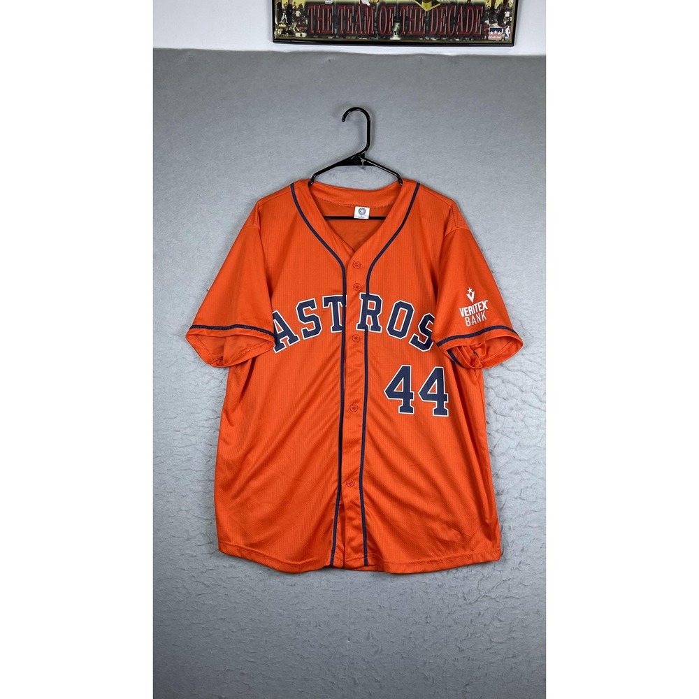 Houston Astros Jersey Mens XL Orange MLB Baseball Air Yordan 44 Veritex Bank